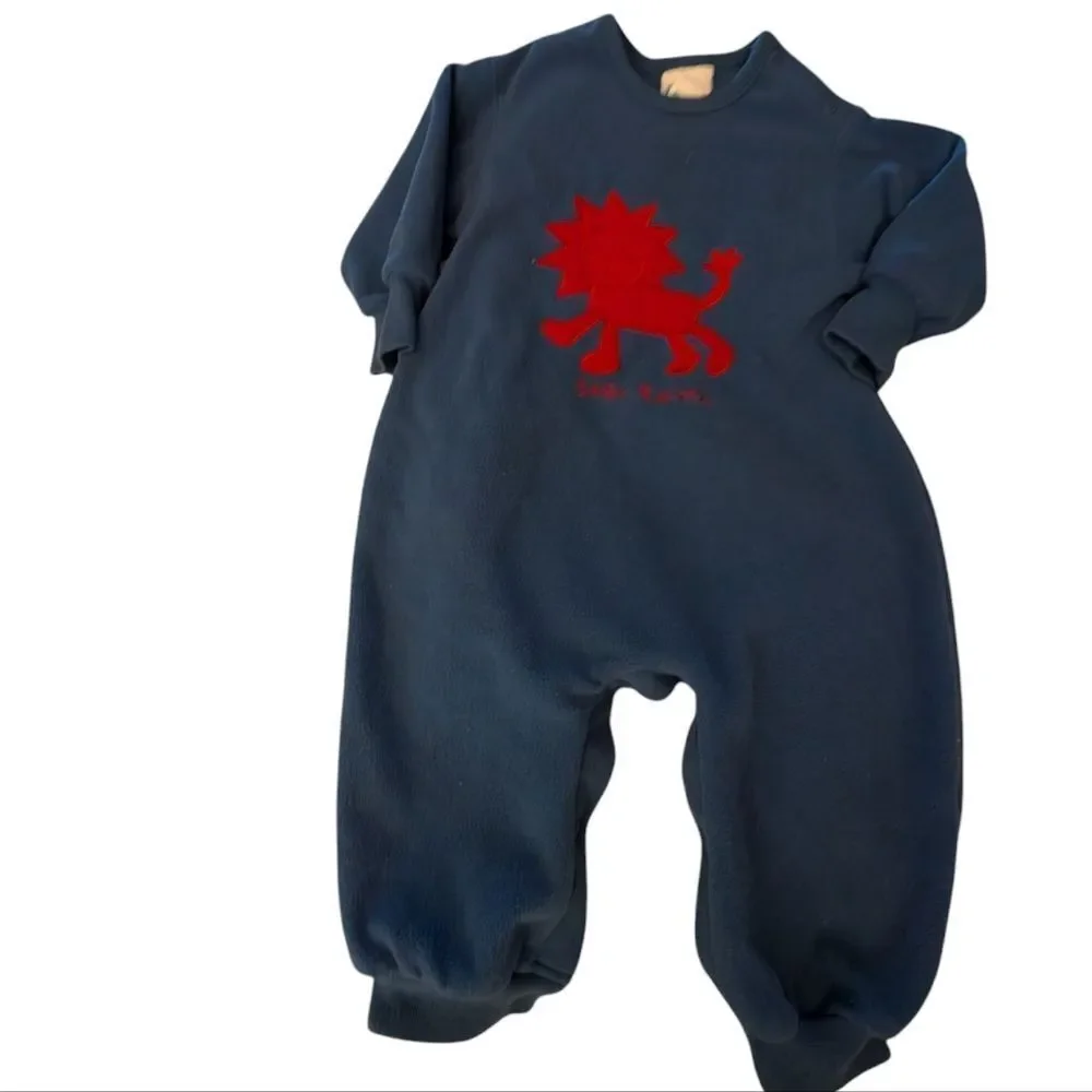 Oshkosh B'gosh Infant Vintage Blue Fleece Lion‎ Embroidered Outfit